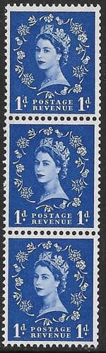 SG562var (S15a) SPOT ON THISTLE FLAW 1d Ultramarine  (Centre Stamp)