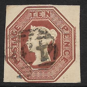 SG57 10d Brown Queen Victoria Embossed Stamp (Stock 57001)
