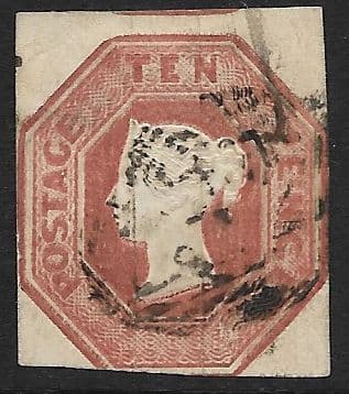 SG57 10d Brown Queen Victoria Embossed Stamp (Stock 57005)