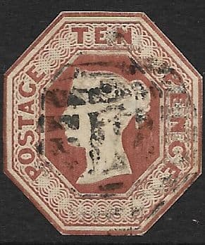 SG57 10d Brown Queen Victoria Embossed Stamp (Stock 57010)