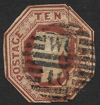SG57 10d Brown Queen Victoria Embossed Stamp (Stock 57011)