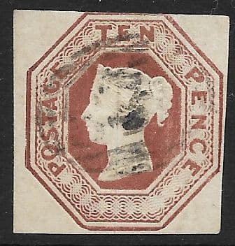 SG57 10d Brown Queen Victoria Embossed Stamp (Stock 57014)