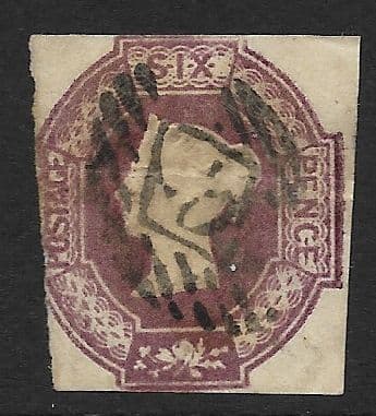 SG58 6d Mauve Queen Victoria Embossed Stamp (Stock 58004)