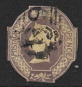 SG58 6d Mauve Queen Victoria Embossed Stamp (Stock 58007)