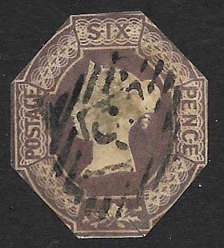 SG58 6d Mauve Queen Victoria Embossed Stamp (Stock 58009)