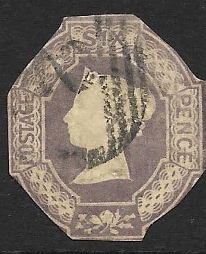 SG58 6d Mauve Queen Victoria Embossed Stamp (Stock 58010)