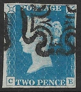 SG6 1840 2d Pale Blue Plate 1 C-E 4 Margins