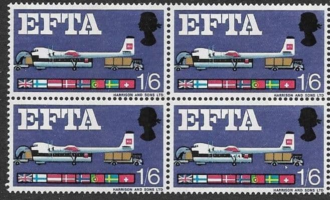 SG716ph Broken Undercarriage R13/6 Listed Flaw in Block of 4 (EFTA Phoshpor)
