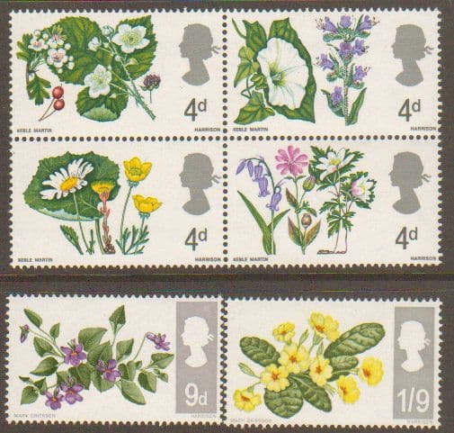 SG717-722 1967 British Wild Flowers Stamp Set Ordinary