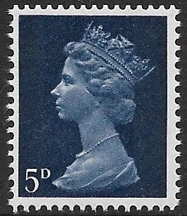 SG735d UNCOATED PAPER ERROR 5d Royal Blue 2 Band (Pre Decimal Machin Stamps)