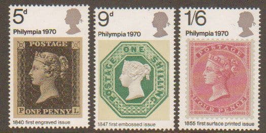 SG835-837 1970 Philympia 70 Stamp Exhibition Stamp Set