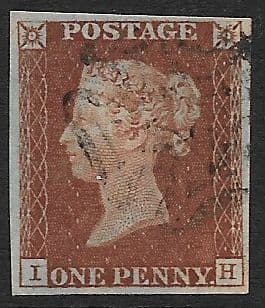 SG8L  Maltese Cross  I-H  (1841 Imperf Penny Reds)