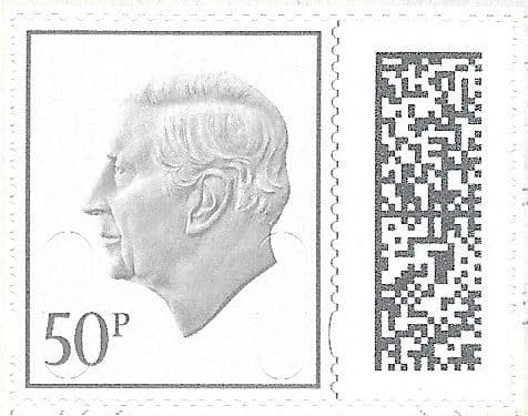 V5280? 50p Barcoded Stamp MPIL M25L (Source Code P, Date Code 25) Ex CY11 Booklet