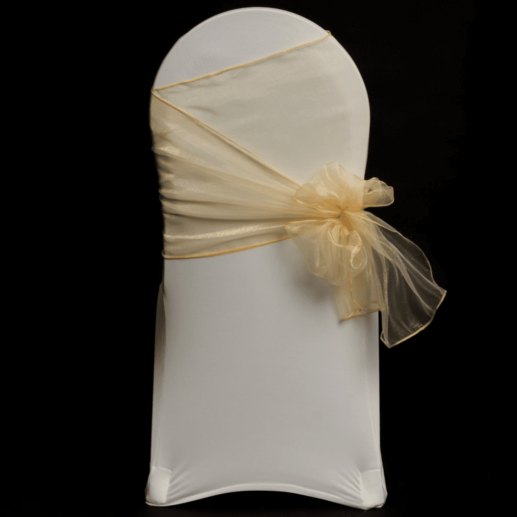 Champagne Gold Organza Chair Cover Sash 35cm