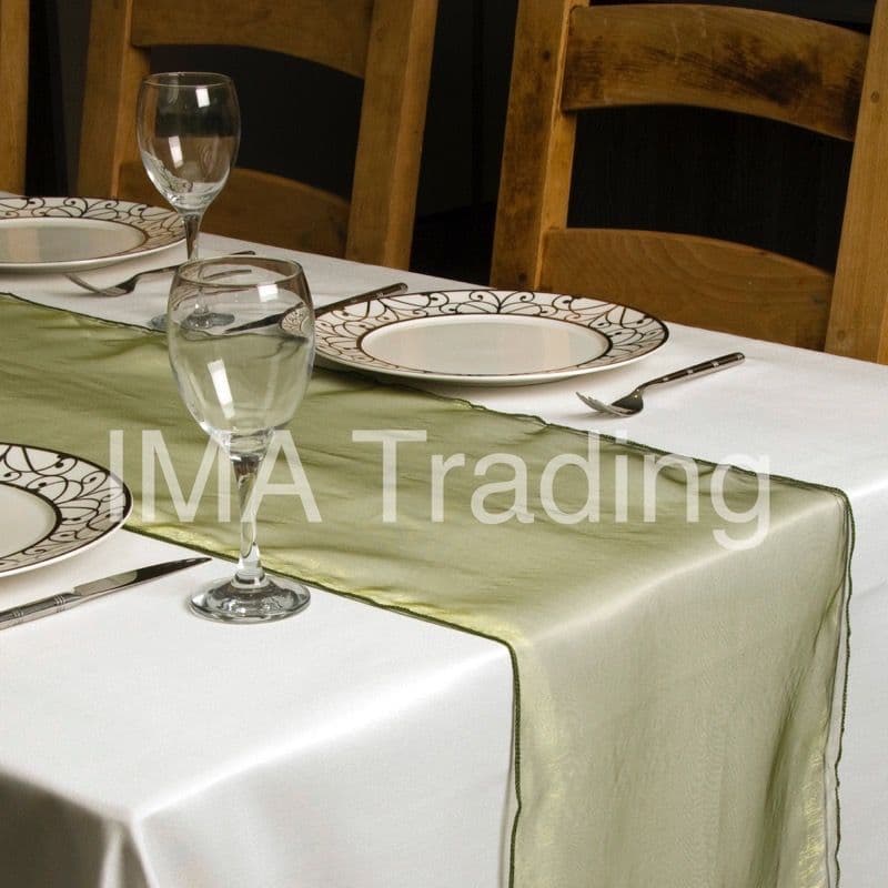 Olive Green Organza Table Runner