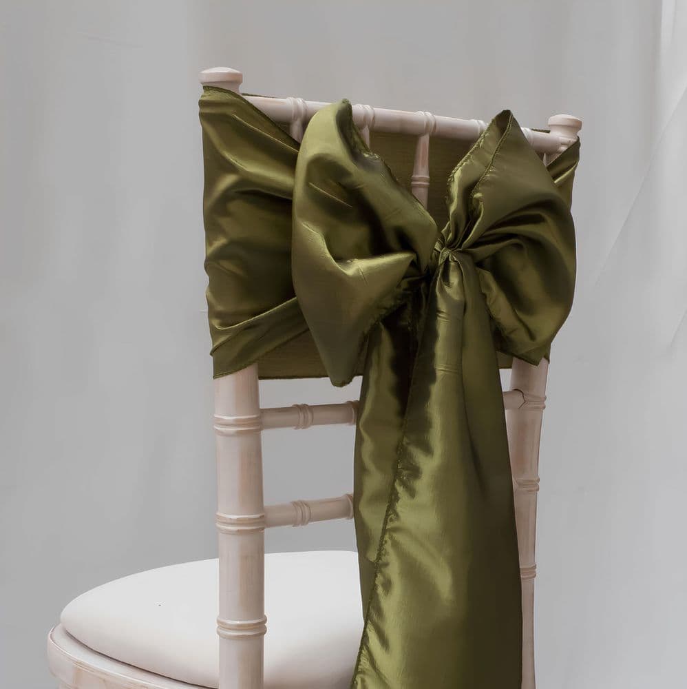 Olive Colour Taffeta Sashes Chair Sashes & Bands IMA Trading