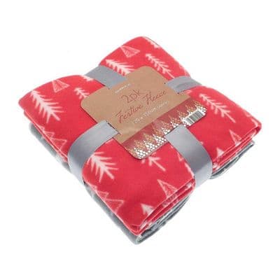 2 Pack Christmas Festive Fleece Throws (125cm x 150cm)