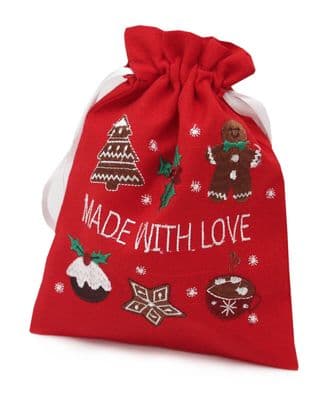 All things Christmas Embroidered Made With Love Draw String Gift Bag
