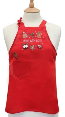 All things Christmas Made With Love Embroidered Bib Apron Child Size 40cm x 50cm