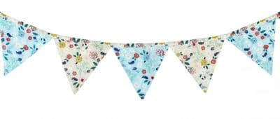 Amelia Floral Fabric Bunting Garland  Pastel Flower Pattern Decorative Banner  Cotton Hanging Party Decoration 210cm  Spring Summer Home Garden Decor