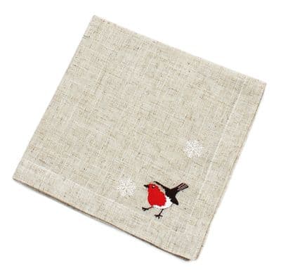 AUBRY Embroidered Robins Napkin 18