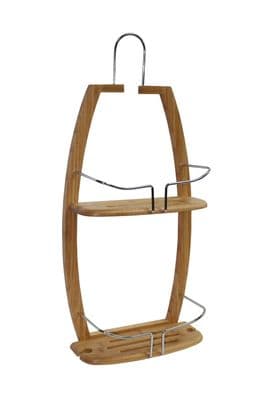 Bamboo 2 Tier Hanging Shower Caddy Storage Basket Organiser Bathroom Storage