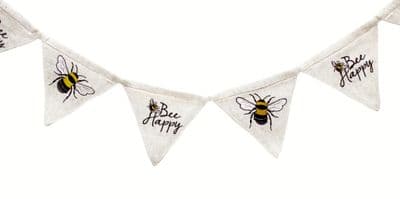Bee Embroidered Fabric Bunting Garland  Bee Happy Decorative Banner 210cm  Hanging Party Decoration Polyester Home Garden Decor