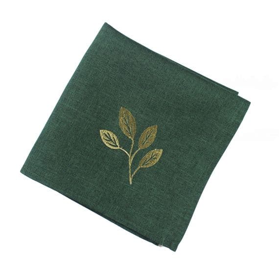 Berry Beads Christmas Embroidered Winter Foliage Napkin - 45cm x 45cm