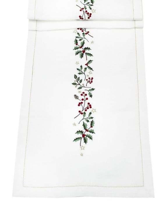Berry Fall Embroidered Christmas Table Runner - 14
