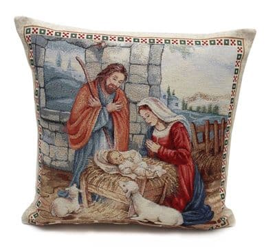 Bethlehem Christmas Nativity Scene Tapestry Complete Cushion - 45cm x 45cm