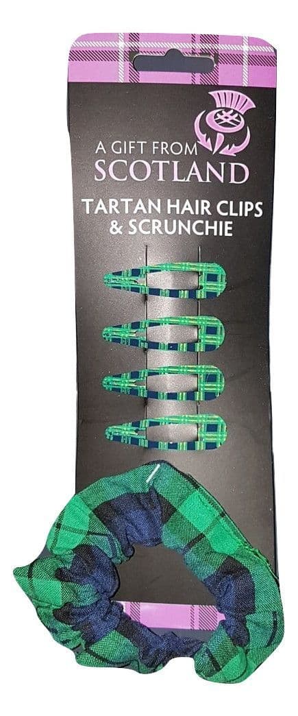 Black Watch Tartan Hair Clips & Scrunchie