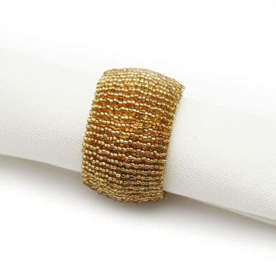 Bliss Beaded Christmas Napkin Ring - Gold