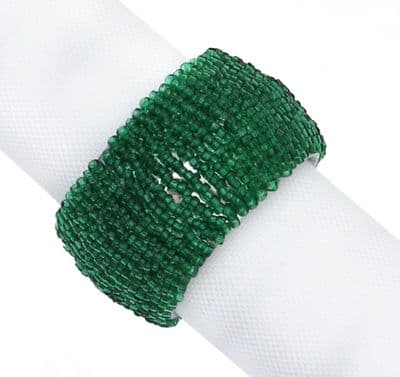 Bliss Beaded Christmas Napkin Ring - Green