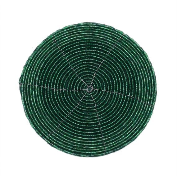 Bliss Beaded Christmas Set of 4 Coasters - Green