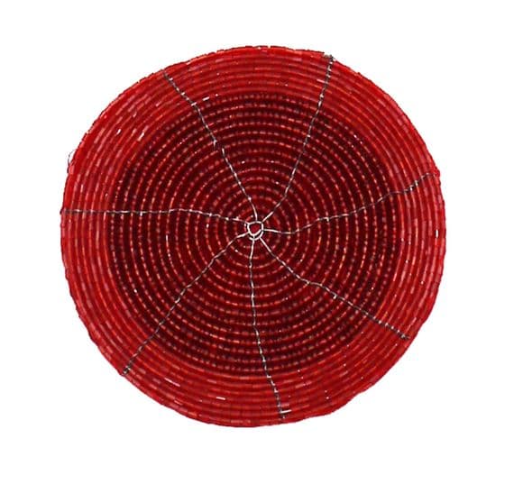 Bliss Beaded Christmas Set of 4 Coasters - Red