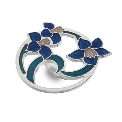 Blue Flowers & Leaves Scarf Ring from Sea Gems