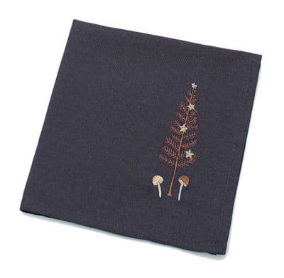 Bolderwood Embroidered Napkin - Pewter/Copper