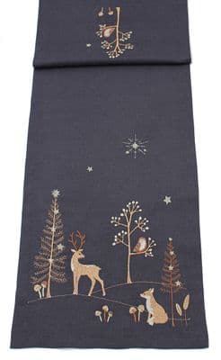 Bolderwood Embroidered Table Runner 14x 75 - Pewter/Copper