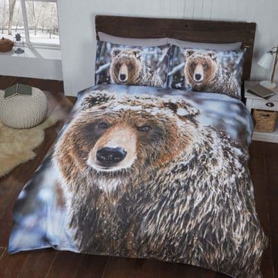 Brown Bear Christmas Quilt Duvet Cover and Pillow Case Set