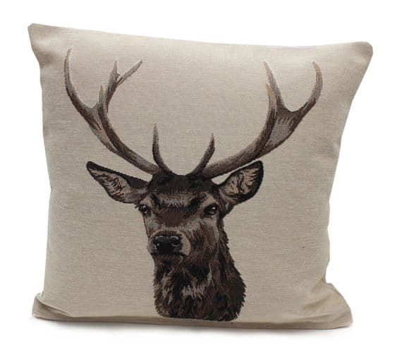 Buck Christmas Stag Tapestry Style Complete Cushion - 45cm x 45cm