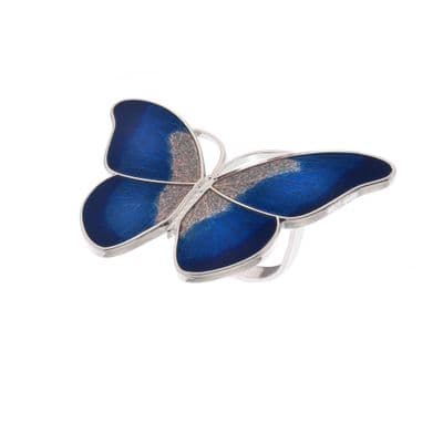 Butterfly Enamel Scarf Ring - Blue