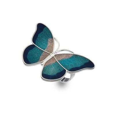 Butterfly Enamel Scarf Ring – Large Turquoise by Sea Gems