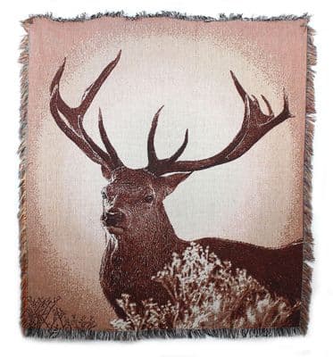 Caribou Christmas Stag Tapestry Throw 50