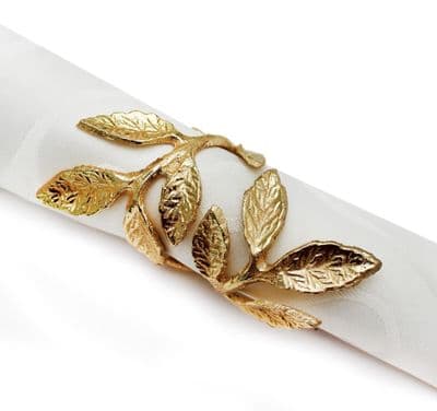 Carolle Christmas Leaf Napkin Ring - Gold