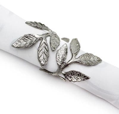 Carolle Christmas Leaf Napkin Ring - Silver