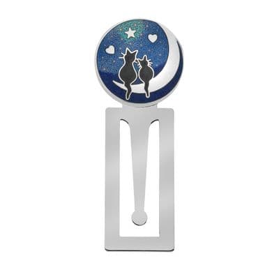 Cat Bookmark - Enamel Cat & Moon (Love Cats Collection)