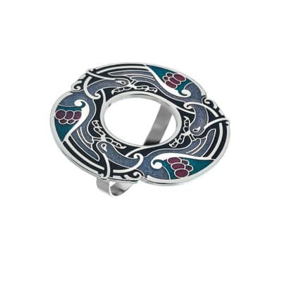 Celtic Birds Purple Enamel Scarf Ring – Gift Boxed by Sea Gems