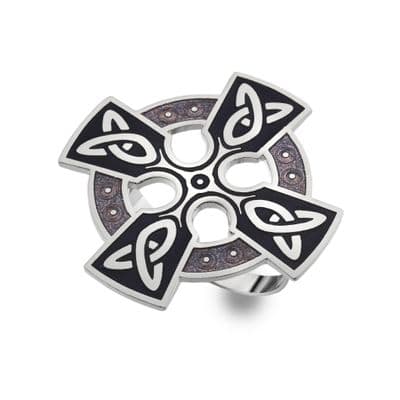 Celtic Cross Enamel Scarf Ring -Purple
