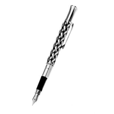 Celtic Plaid Etched Fountain Pen - Rhodium-Plated Brass