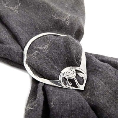 Celtic Rennie Mackintosh Glasgow Rose Pewter Scarf Ring / Sash Ring Gift - LSR6